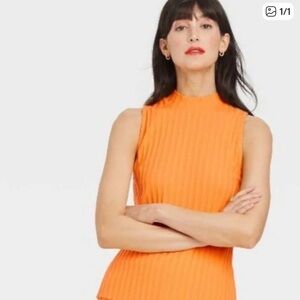 A New Day Ribbed Mock Turtleneck Tank Top